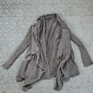Barefoot Dreams Cardigan Cozy Chic Lite Drape Front Long Sleeve Gray S M